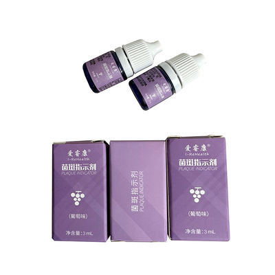 Dwukolorowy wskaźnik płytki nazębnej o smaku winogronowym do blokowania w miejscu płytki nazębnej 3 ml / butelkę